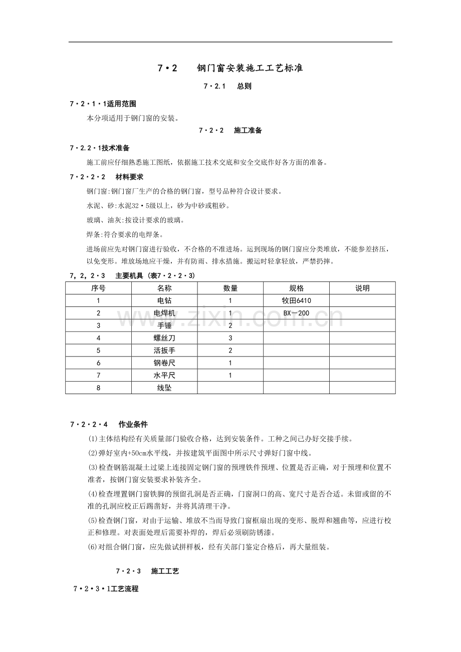 钢门窗安装施工工艺标准.doc_第1页