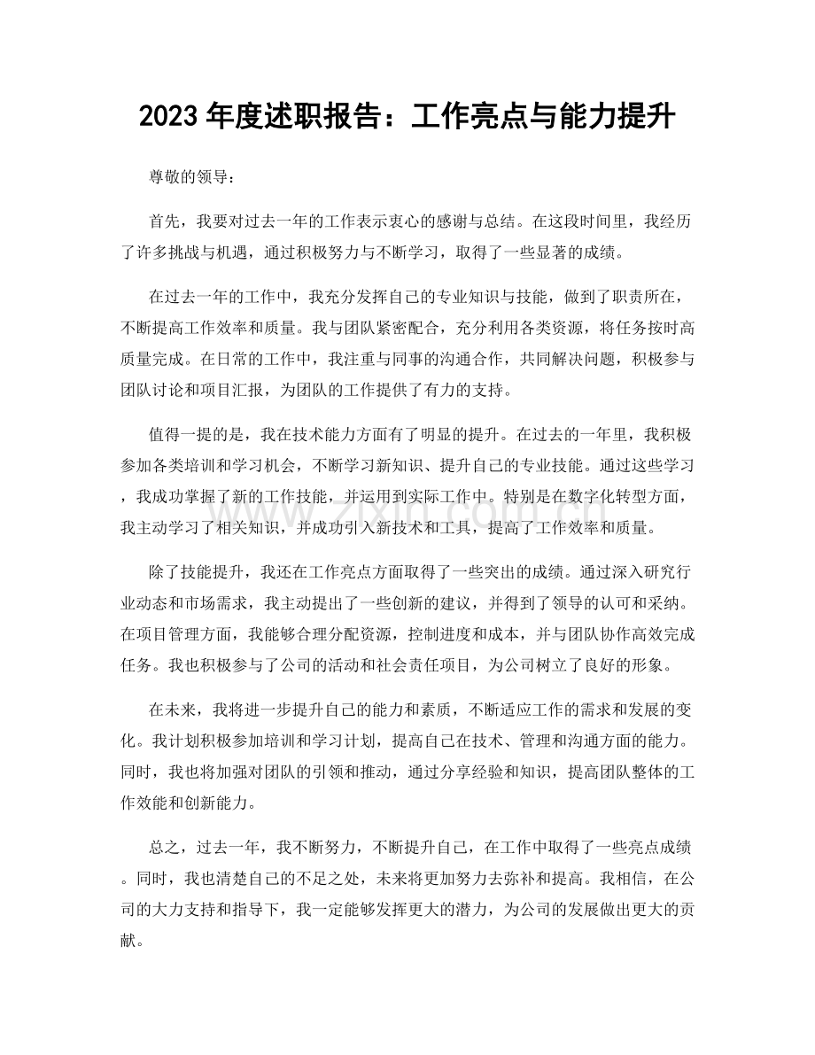 2023年度述职报告：工作亮点与能力提升.docx_第1页