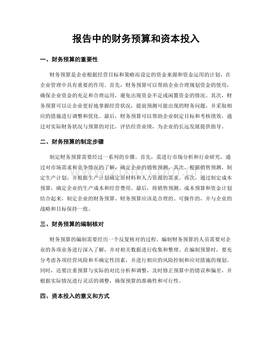 报告中的财务预算和资本投入.docx_第1页