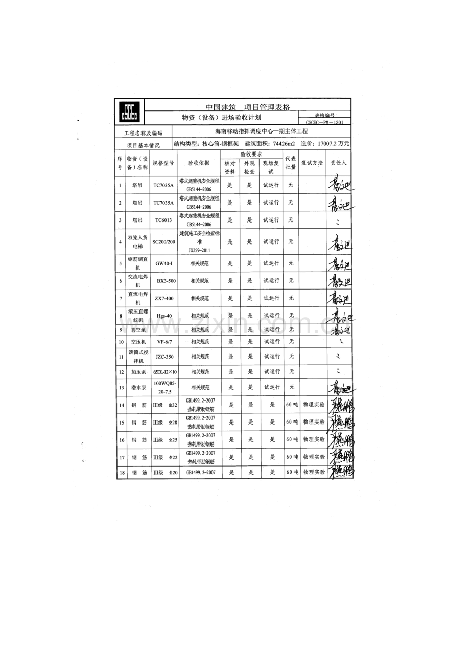 物资进场验收计划.doc_第1页