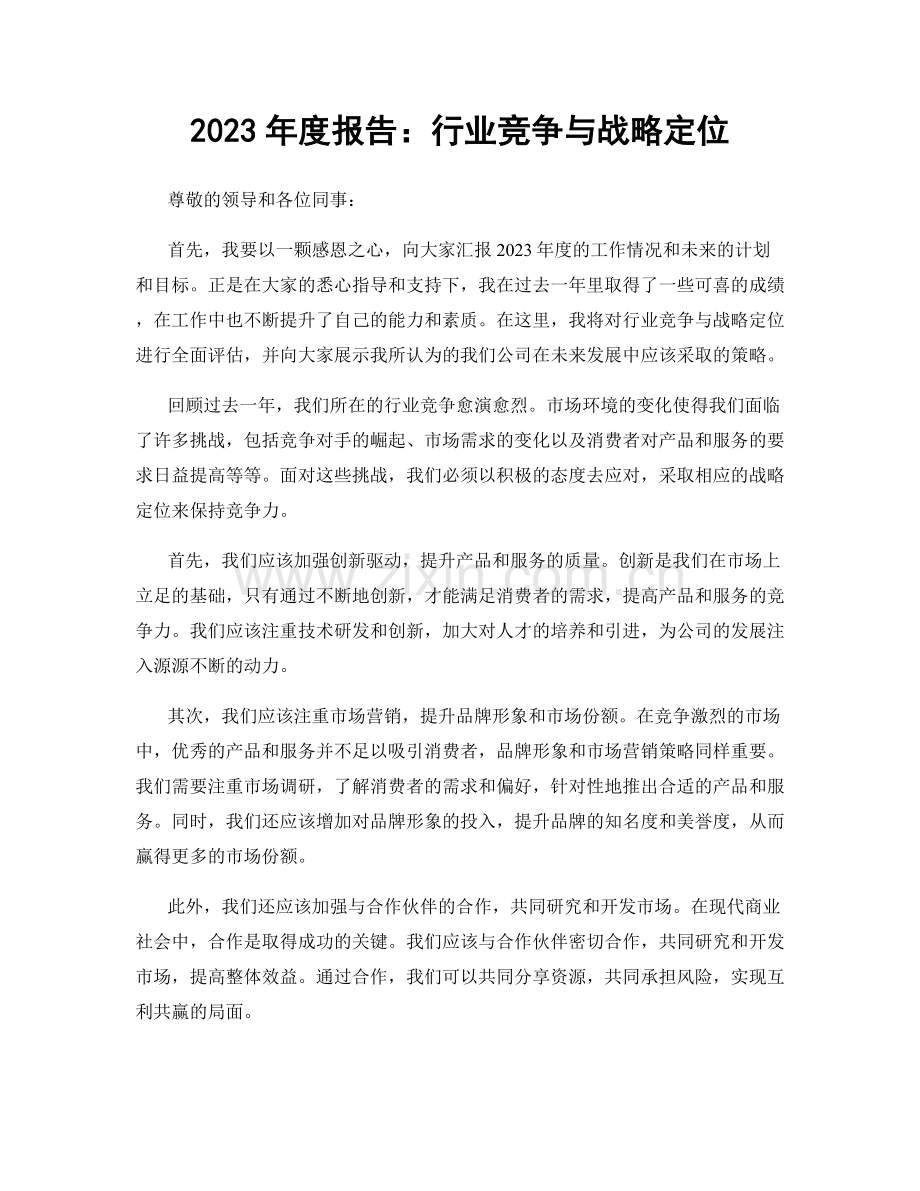 2023年度报告：行业竞争与战略定位.docx_第1页