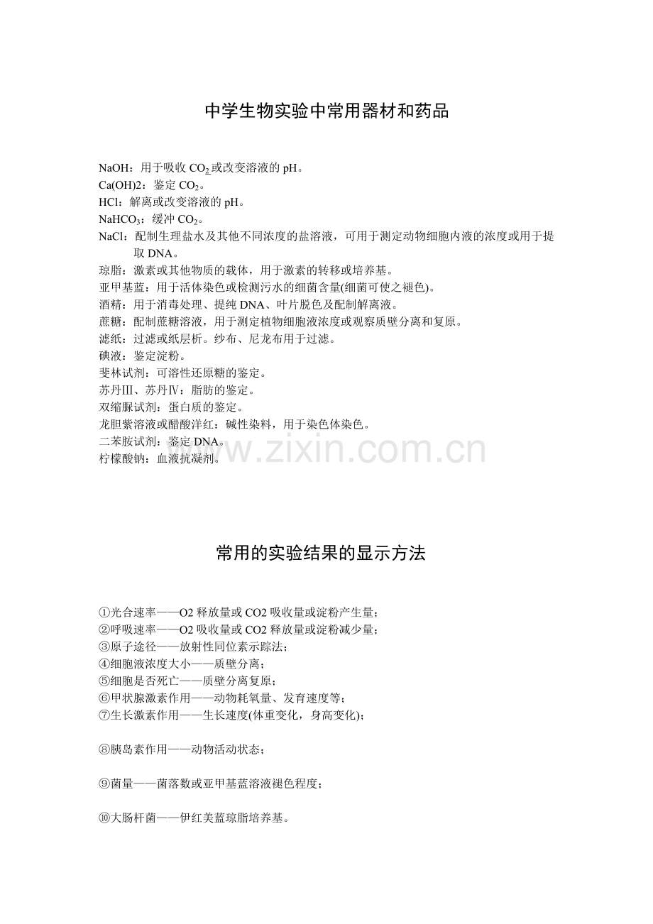 中学生物实验中常用器材和药品.doc_第1页