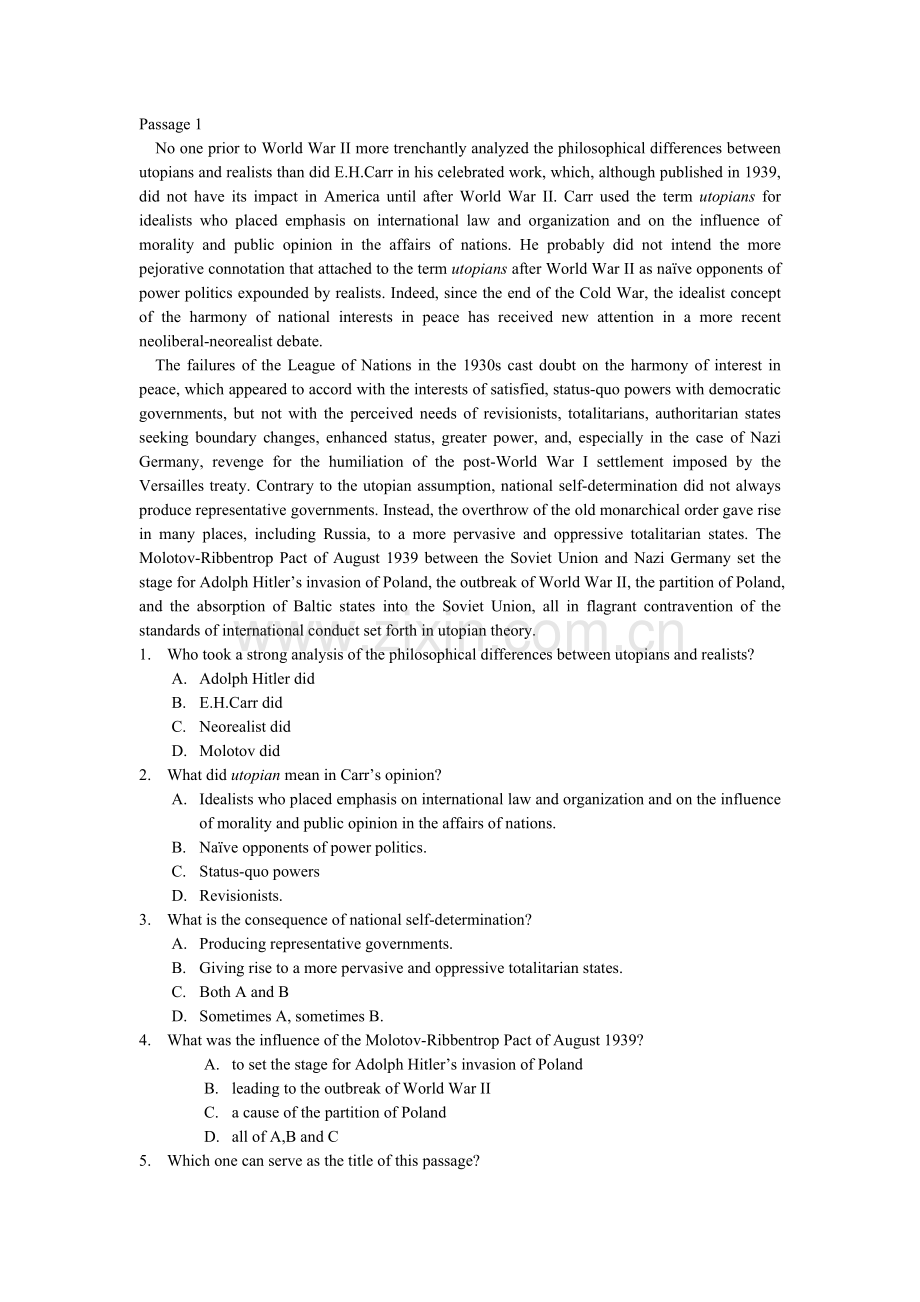 大学英语阅读25篇.doc_第1页