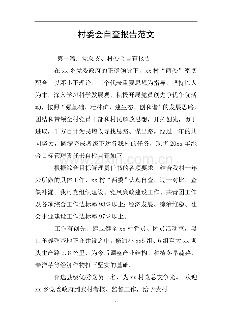 村委会自查报告范文.doc_第1页