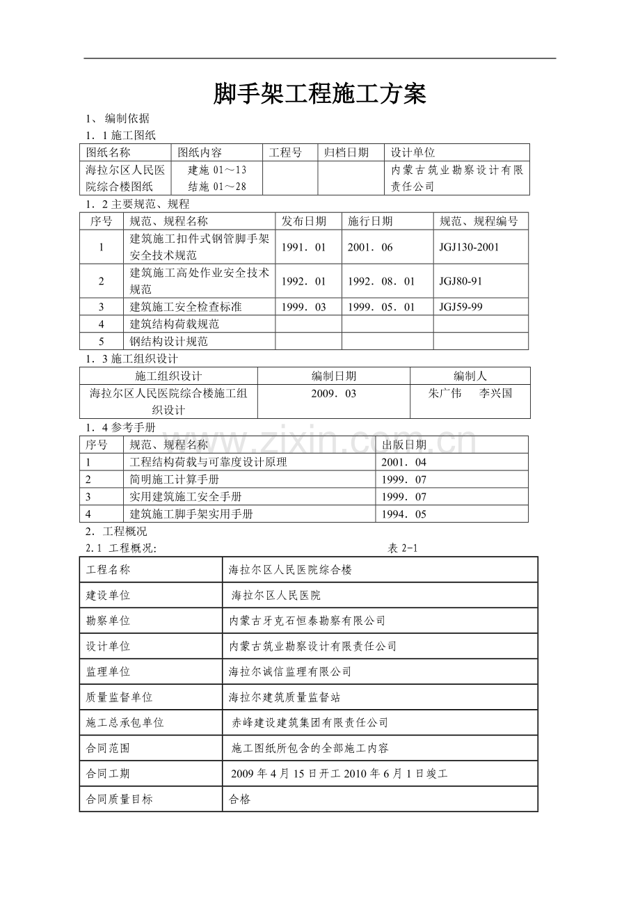 人民医院综合楼项目脚手架工程专项施工方案.doc_第1页