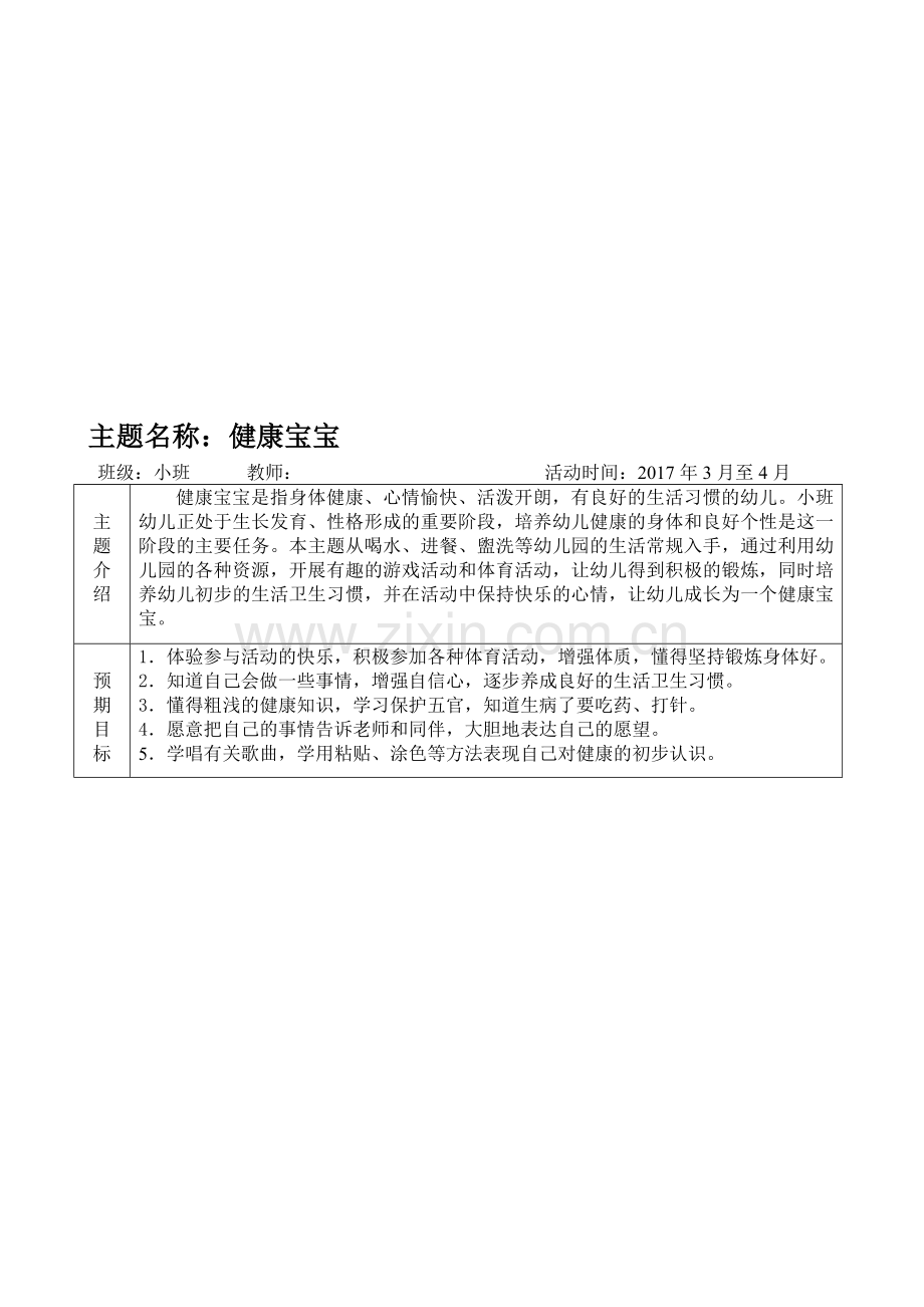 幼儿园小班--《健康宝宝》主题网络图教学内容.doc_第1页