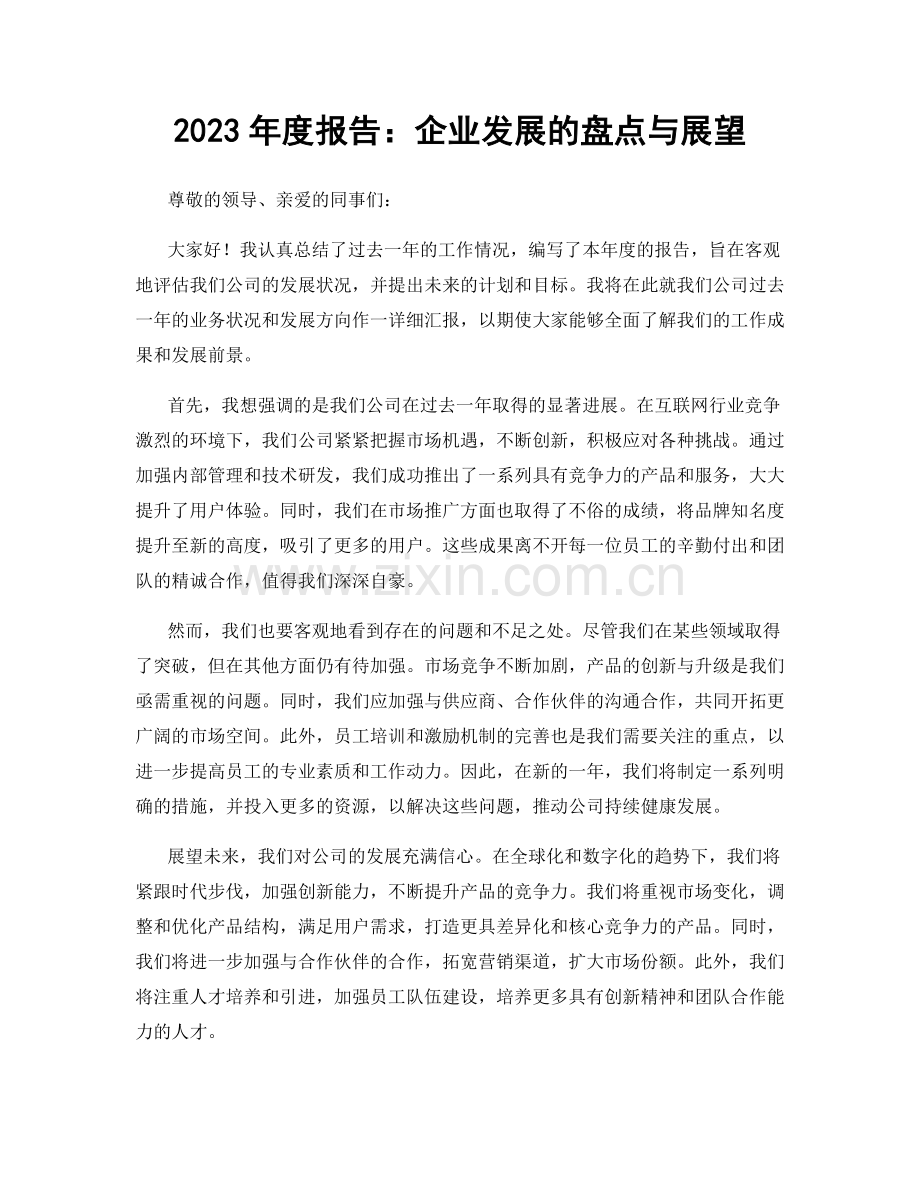 2023年度报告：企业发展的盘点与展望.docx_第1页