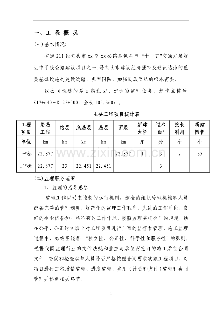 百满线某标监理工作报告.doc_第1页