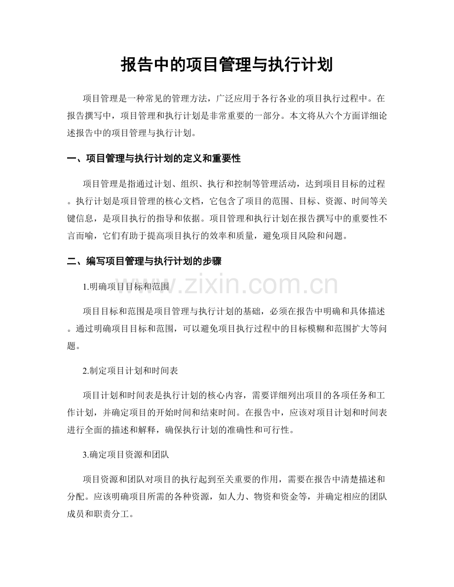 报告中的项目管理与执行计划.docx_第1页
