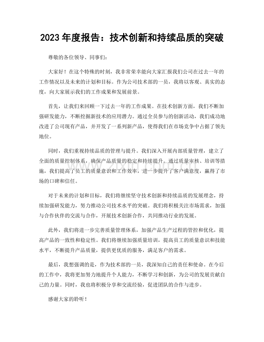 2023年度报告：技术创新和持续品质的突破.docx_第1页