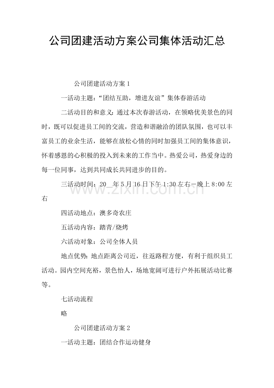 公司团建活动方案公司集体活动汇总.doc_第1页