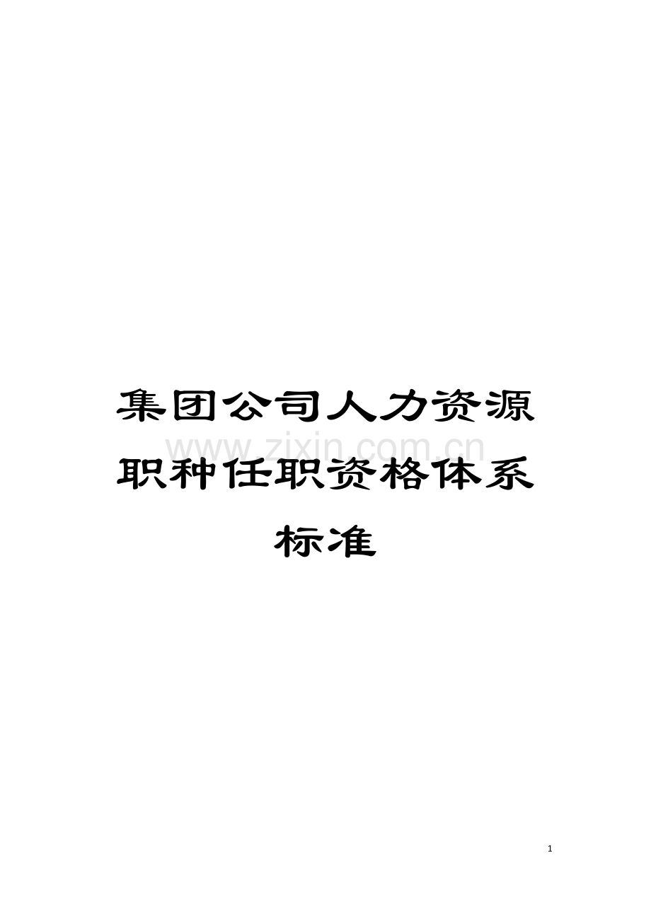 集团公司人力资源职种任职资格体系标准模板.doc_第1页