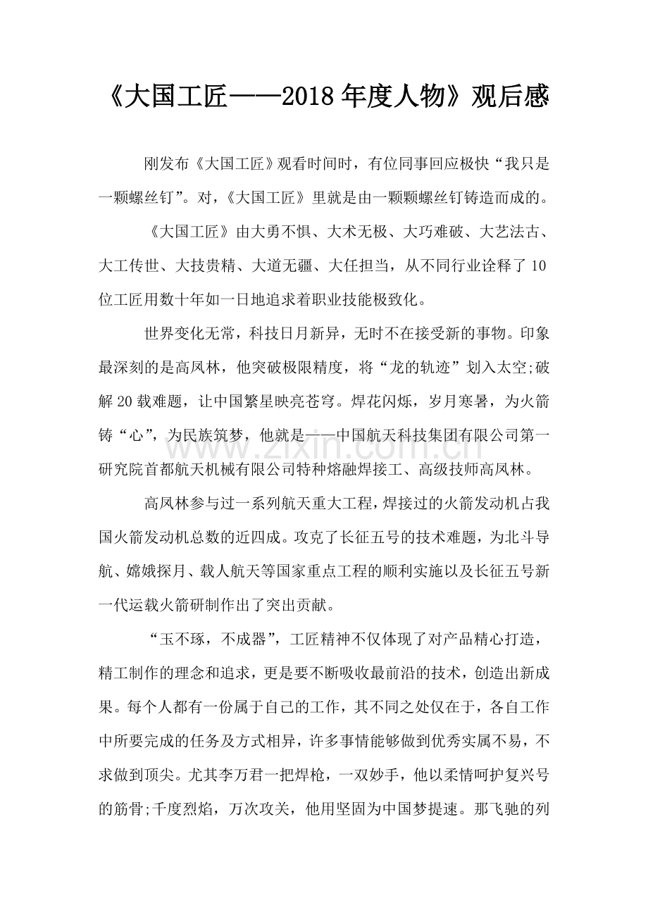 《大国工匠——2018年度人物》观后感.doc_第1页
