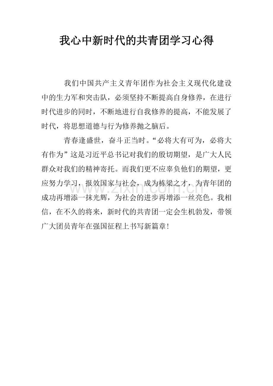 我心中新时代的共青团学习心得.doc_第1页