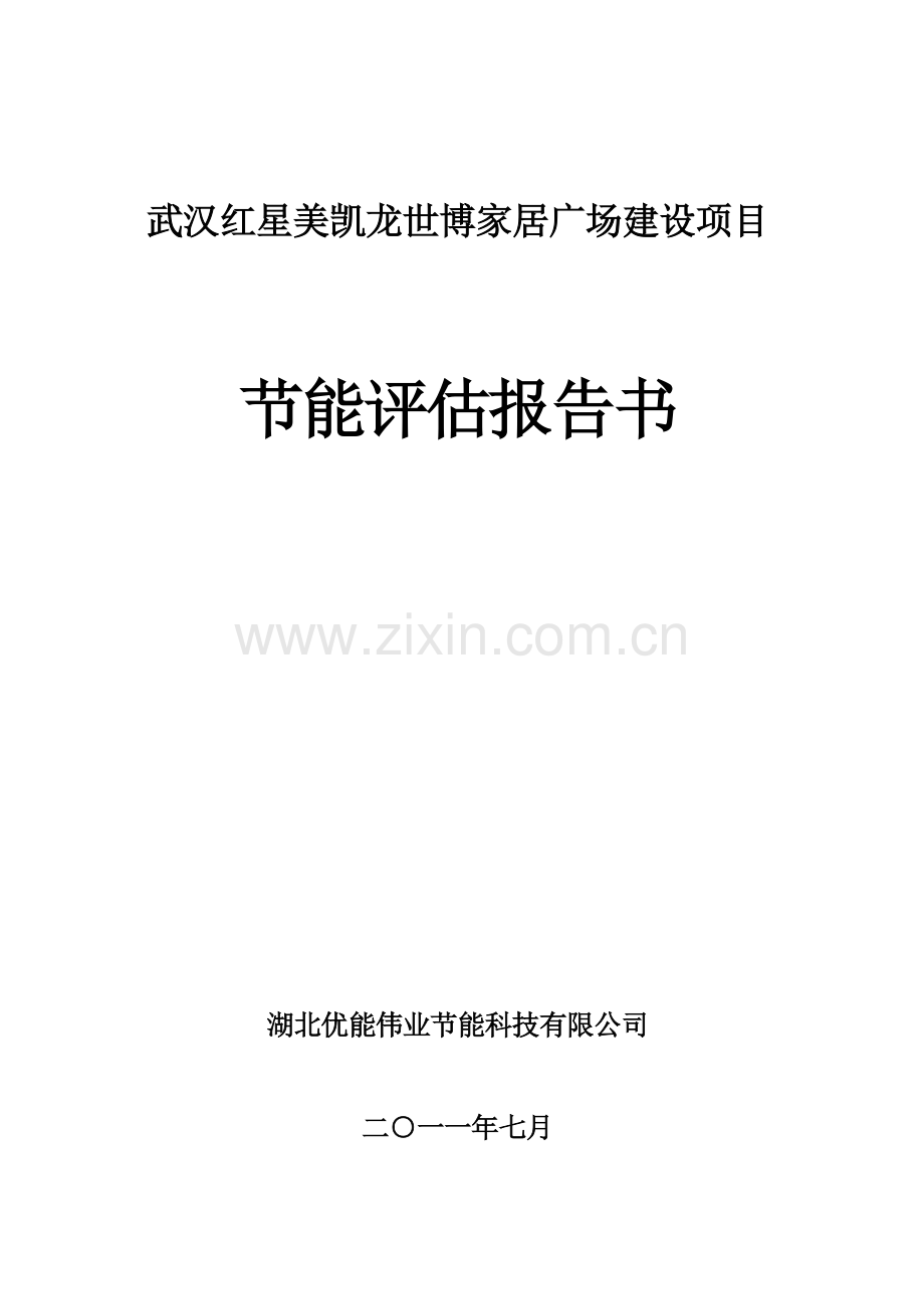 武汉红星美凯龙世博家居广场项目合理用能评估报告书(报批稿)20110715.doc_第1页