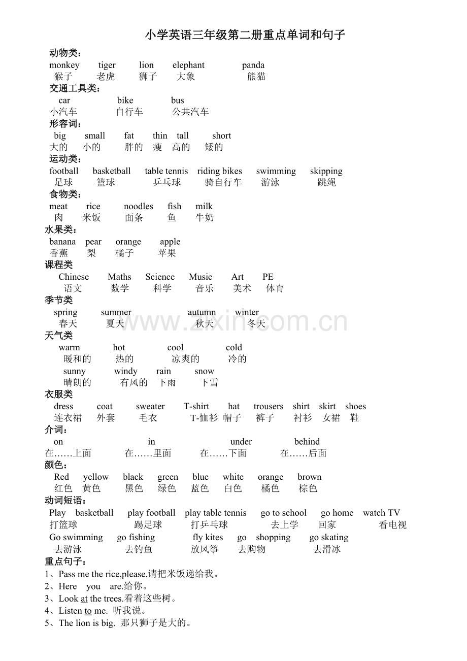 外研版小学英语三年级下册复习资料.doc_第1页