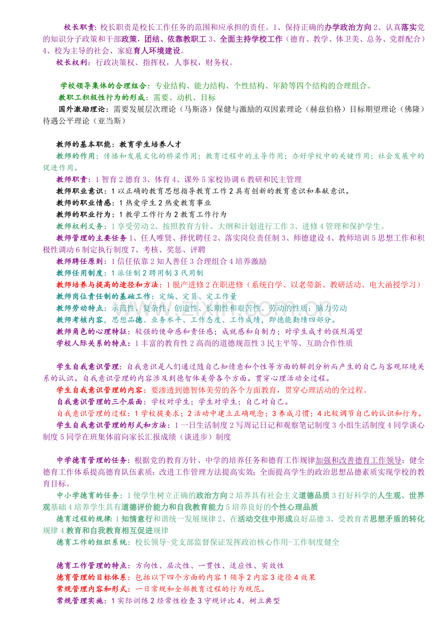 整合中小学校长选拔考试教育管理理论复习(管理、教育学、心理学-含答案)名师资料.doc_第2页