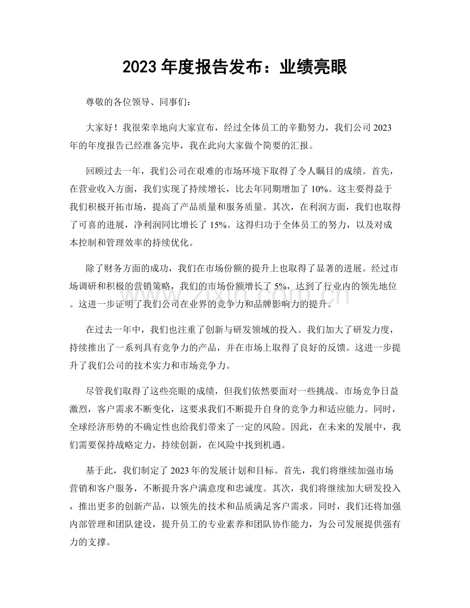 2023年度报告发布：业绩亮眼.docx_第1页