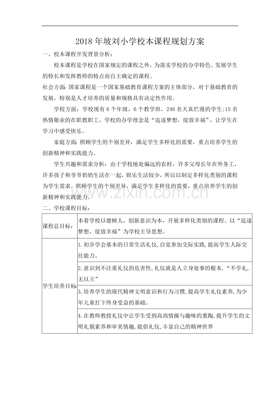 XX小学校本课程规划方案.doc_第1页