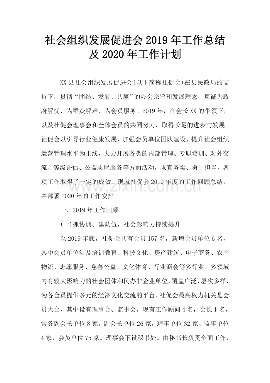 社会组织发展促进会工作总结及工作计划.doc_第1页