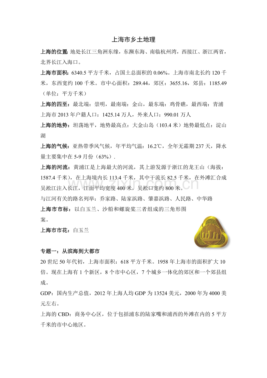 上海初中地理会考知识点汇总(上海乡土地理说课讲解.doc_第1页