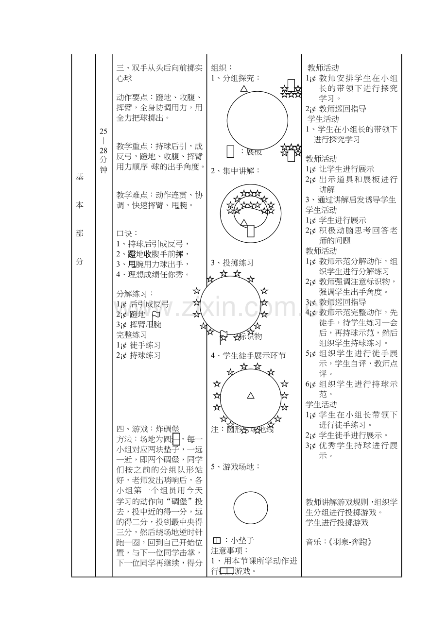 小学五年级体育《双手从头后向前掷实心球》教学设计.doc_第2页