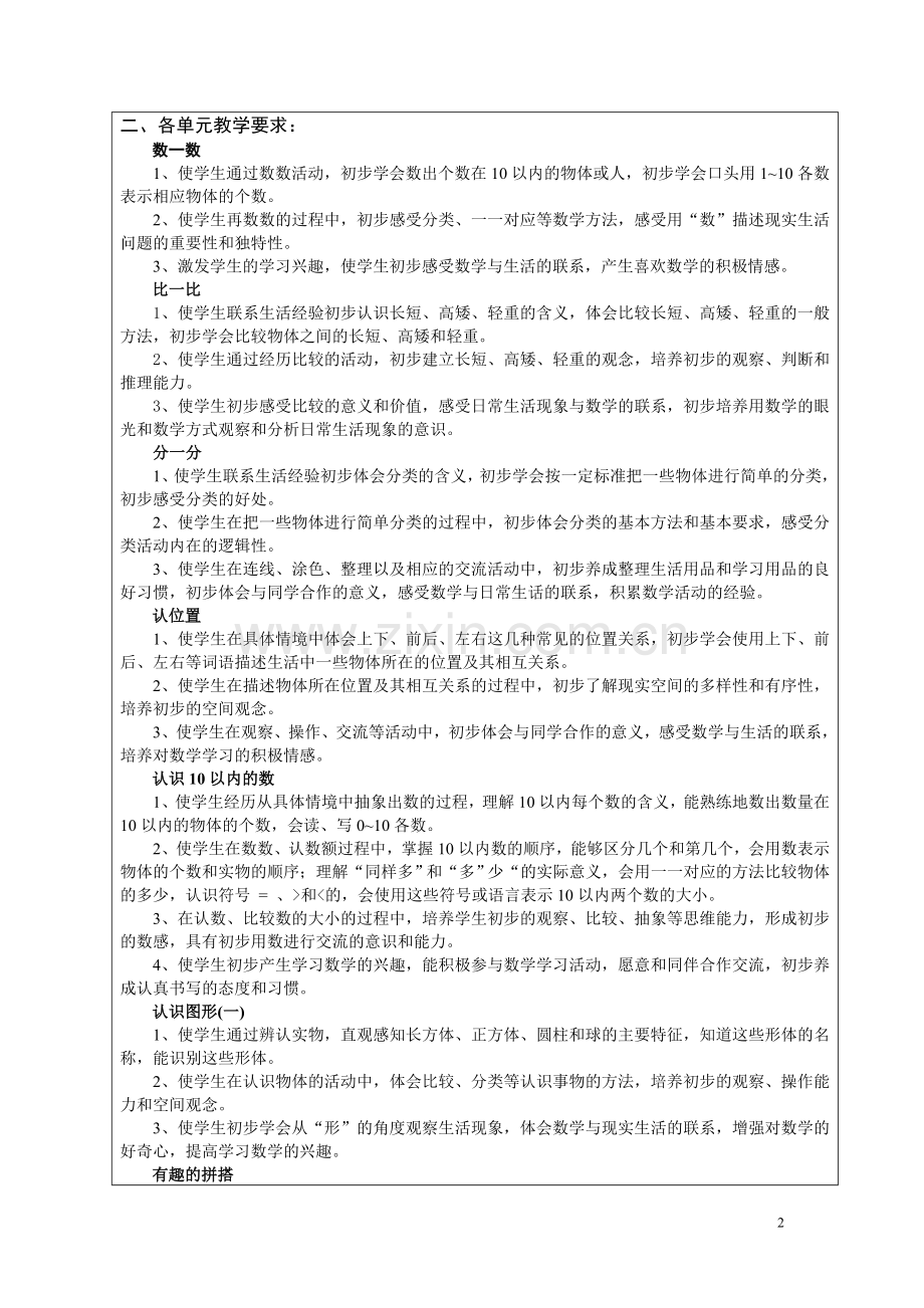 2016--2017学年秋季学期苏教版一年级数学上册教案收藏版.doc_第2页
