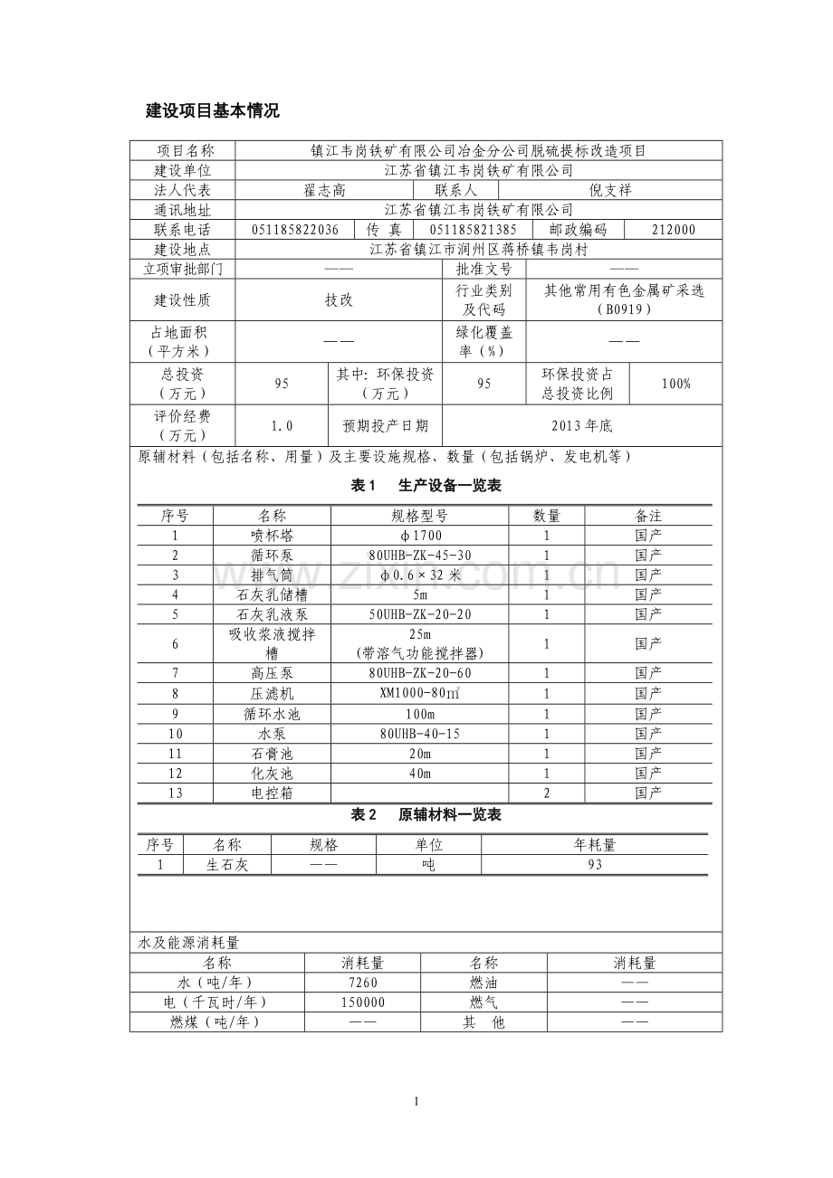 镇江韦岗铁矿有限公司冶金分公司脱硫提标改造项目环境影响报告书.doc_第2页