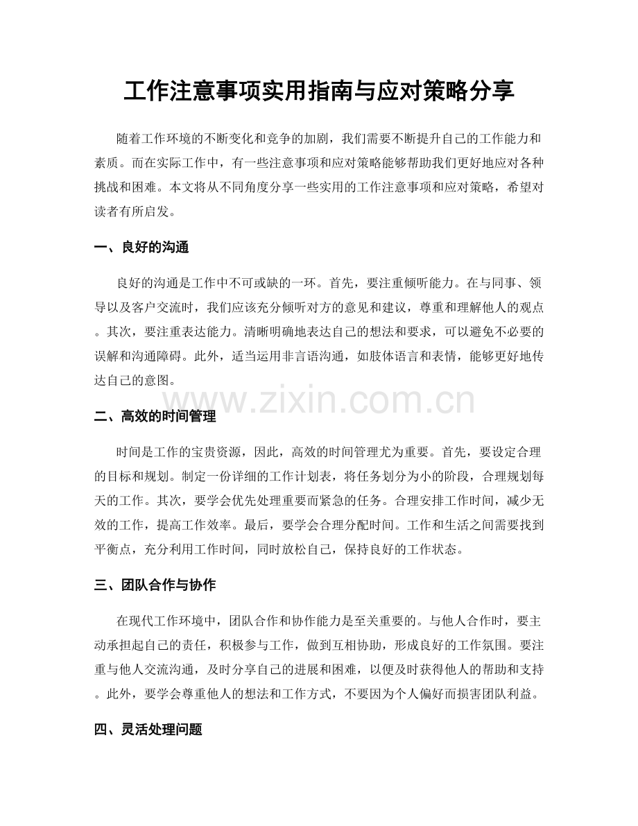 工作注意事项实用指南与应对策略分享.docx_第1页
