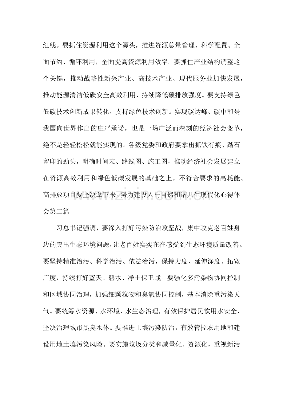 2021努力建设人与自然和谐共生现代化心得体会范文.docx_第2页
