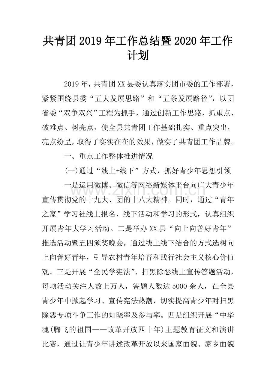 共青团工作总结暨工作计划.doc_第1页