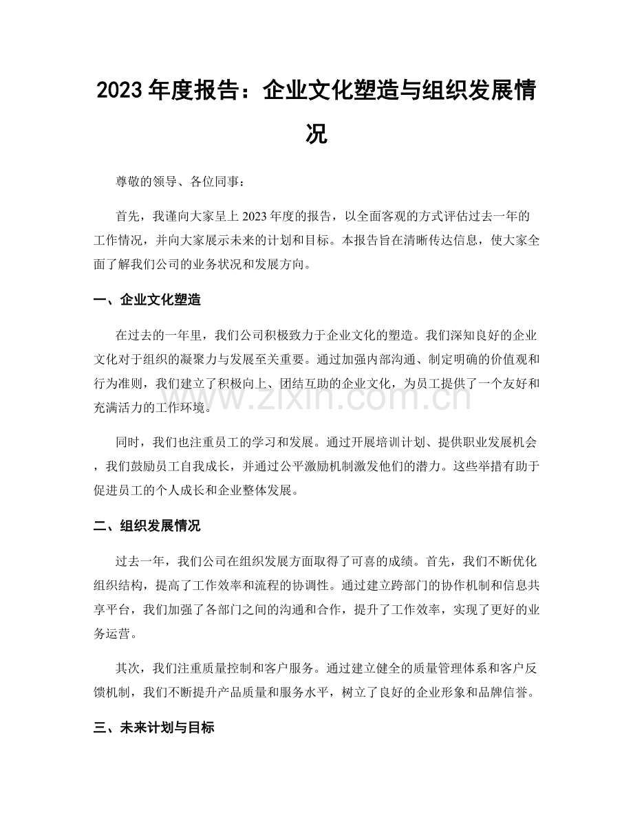 2023年度报告：企业文化塑造与组织发展情况.docx_第1页