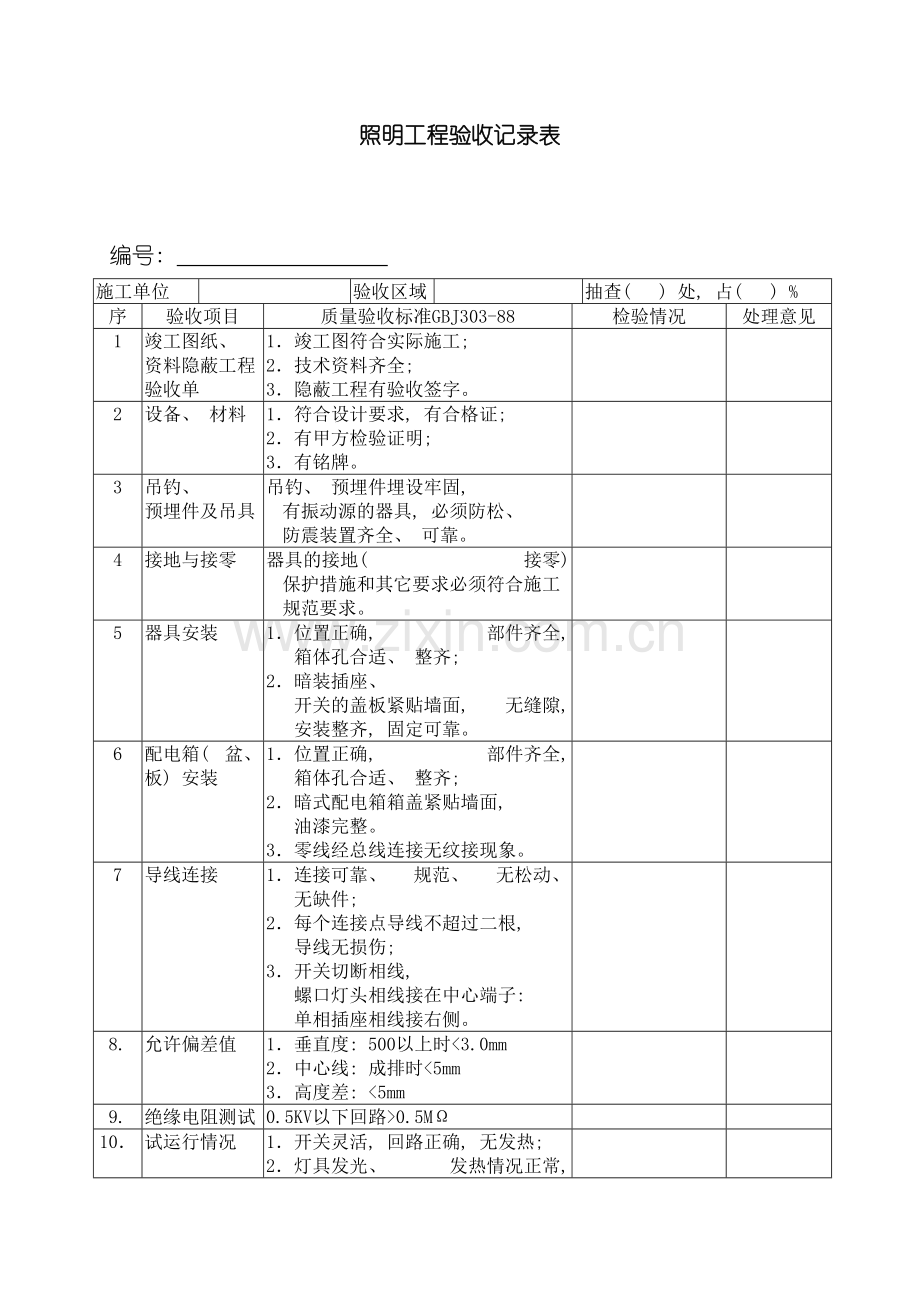 照明工程验收记录表模板.doc_第2页