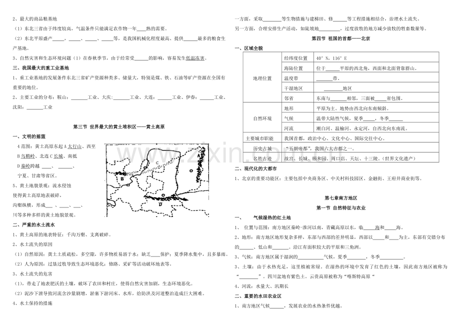 人教版八年级下册地理复习提纲填空题形式.doc_第2页