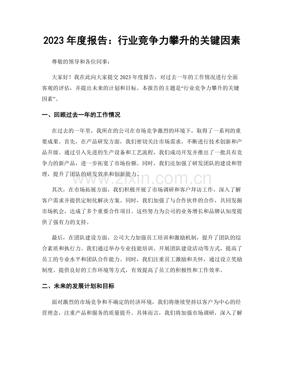 2023年度报告：行业竞争力攀升的关键因素.docx_第1页