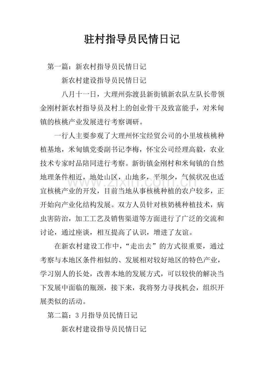驻村指导员民情日记.doc_第1页