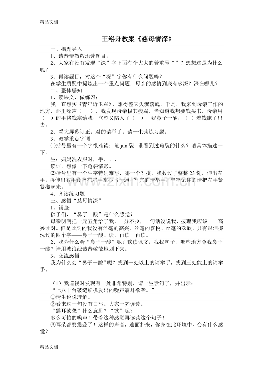 王崧舟的《慈母情深》教案.doc_第1页
