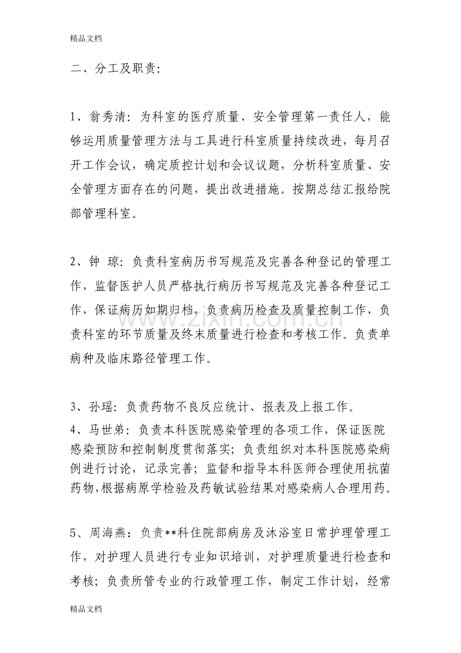 科室医疗质量和安全管理小组成员及职责分工(模板-仅供参考)资料.doc_第2页
