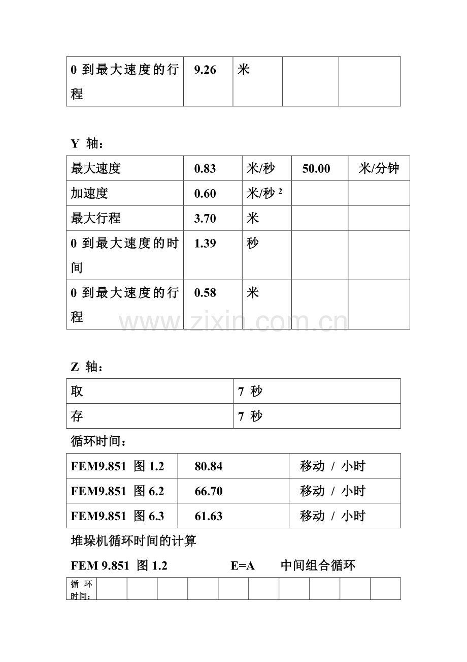 依据FEM-9.851所作堆垛机循环时间计算.doc_第2页