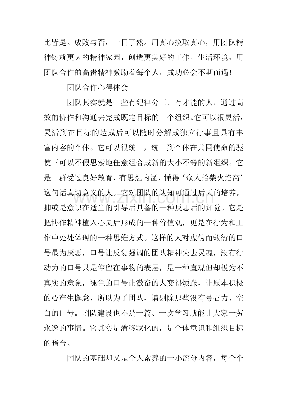 团队合作的心得简短范文10篇.doc_第2页