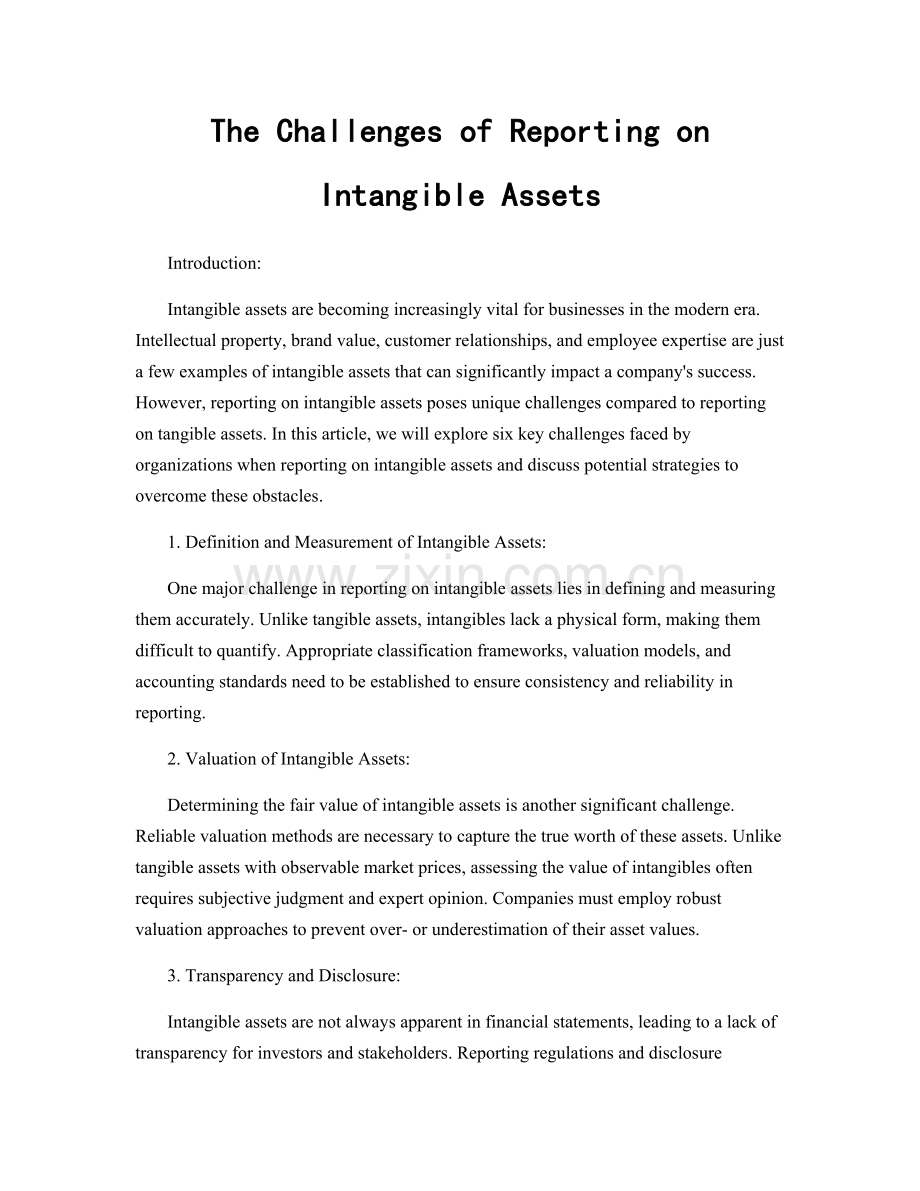 The Challenges of Reporting on Intangible Assets.docx_第1页