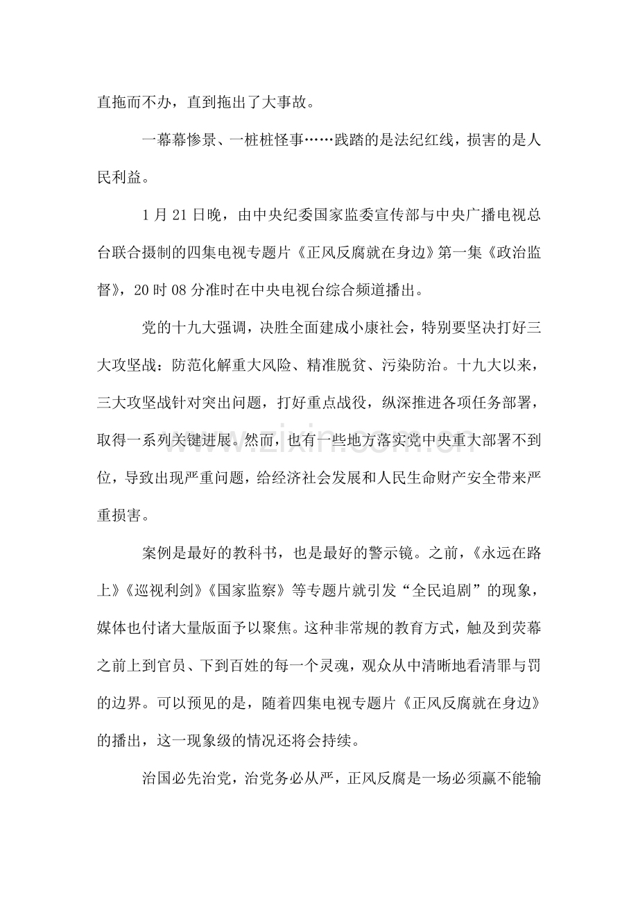 观看《正风反腐就在身边》第一集《政治监督》有感--.doc_第2页