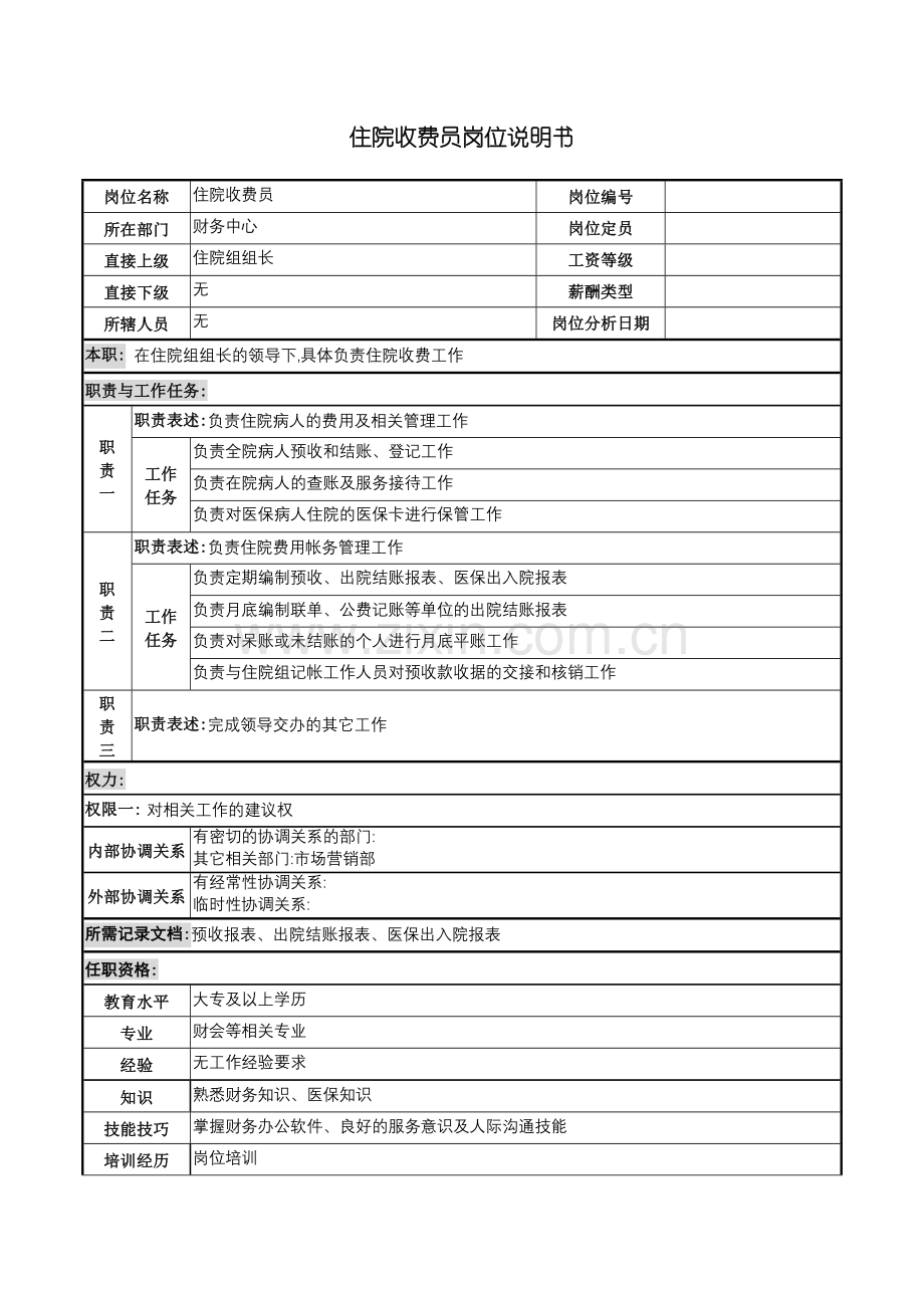 住院收费员岗位职责说明.doc_第2页