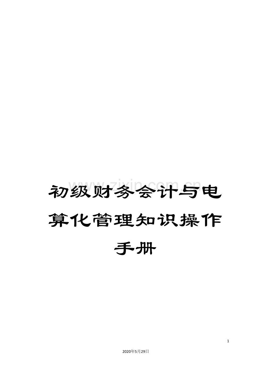 初级财务会计与电算化管理知识操作手册.doc_第1页