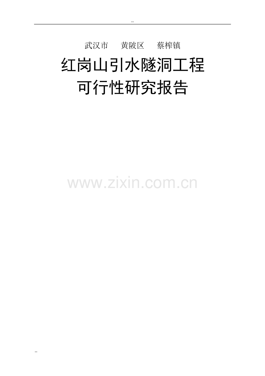武汉市黄陂区蔡榨镇红岗山引水隧洞工程建设可行性研究报告.doc_第1页