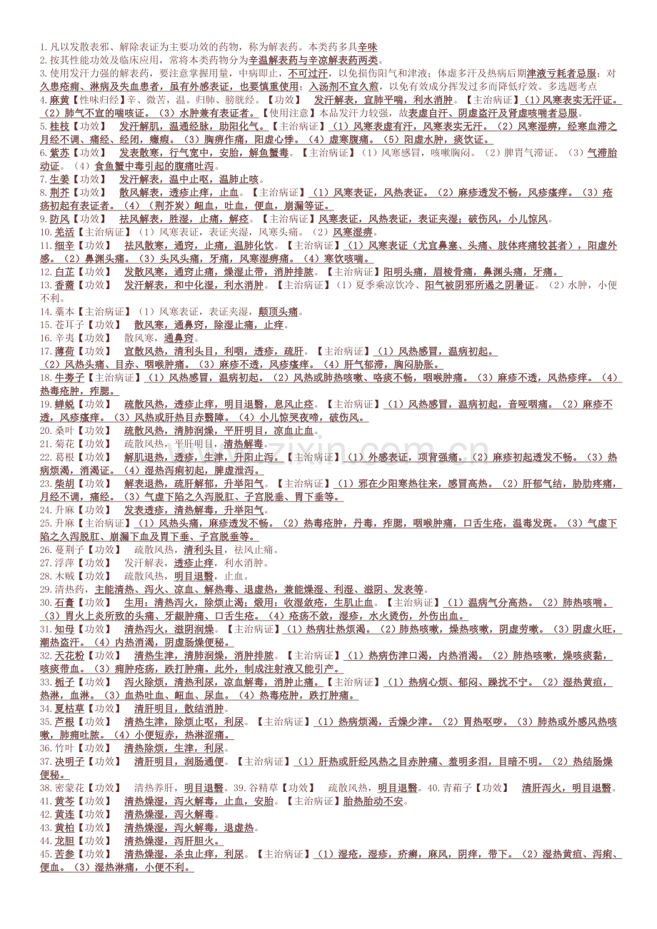 执业中药师药二考点(完整)打印版.docx_第1页