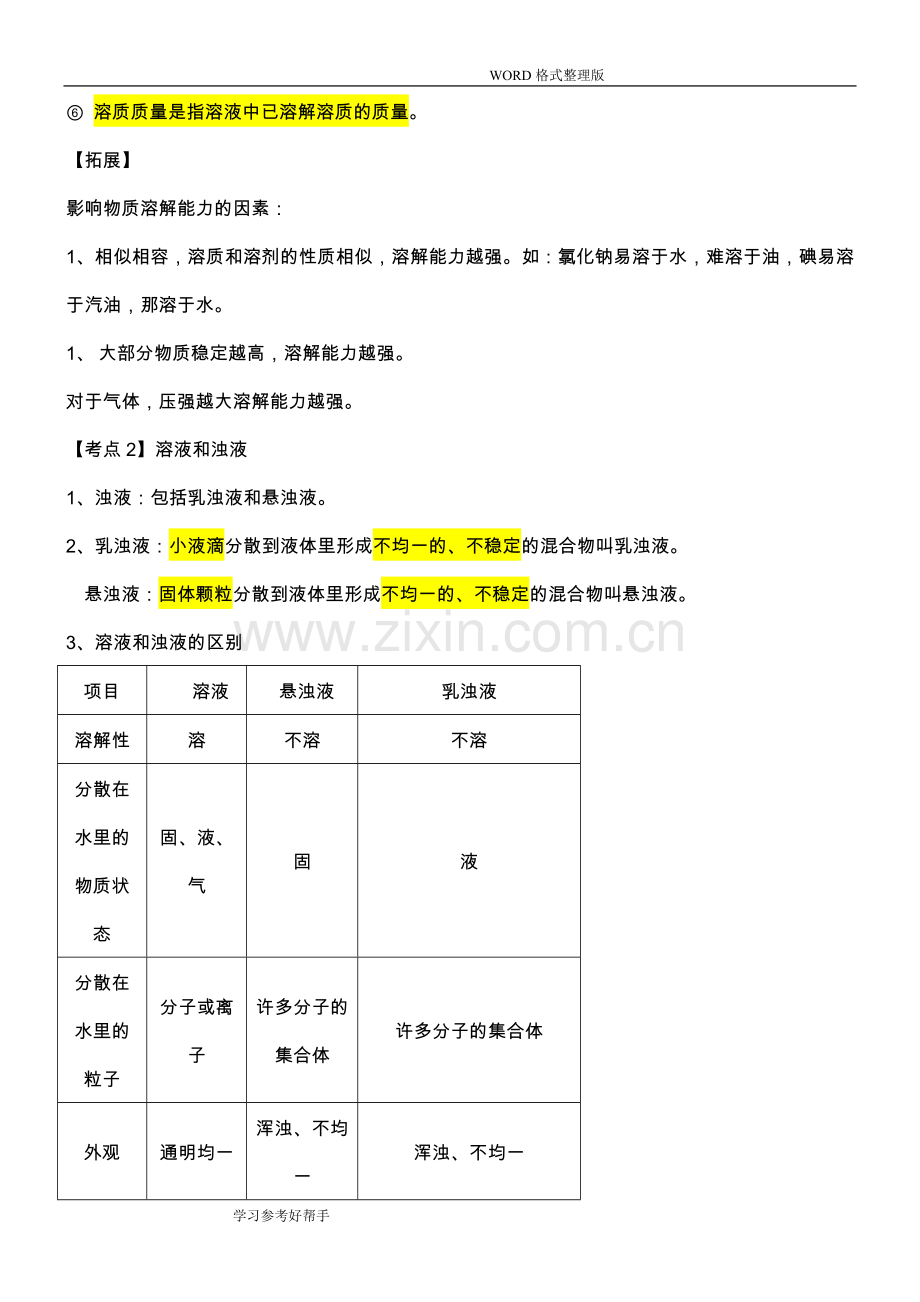 溶液和溶解度知识点总结.doc_第2页