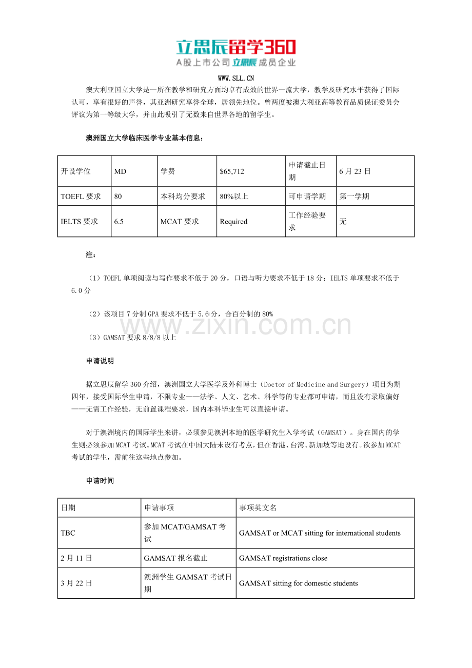 澳大利亚国立大学临床医学专业如何.doc_第1页