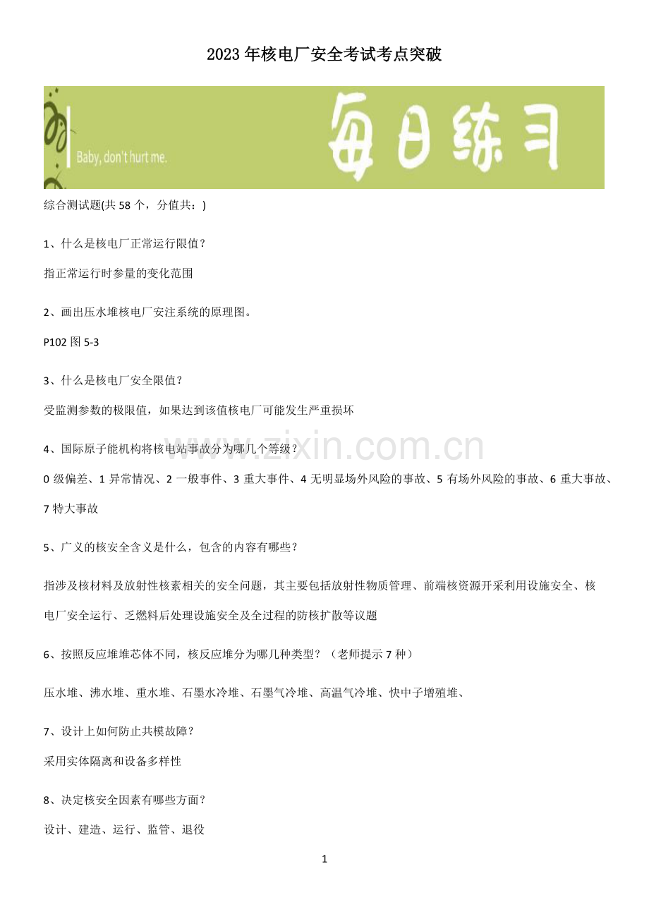 2023年核电厂安全考试考点突破.pdf_第1页