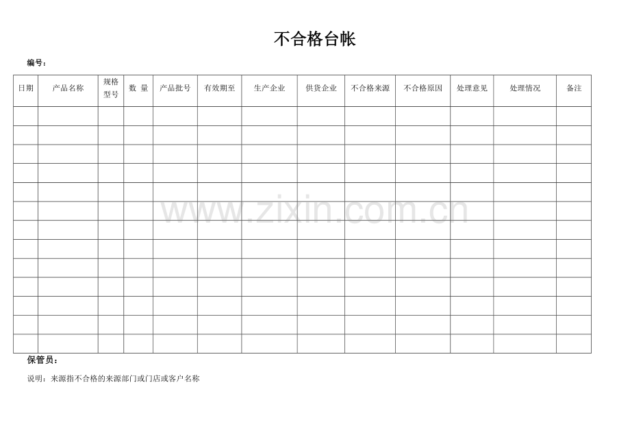 QMST-QR-027不合格台帐.doc_第1页